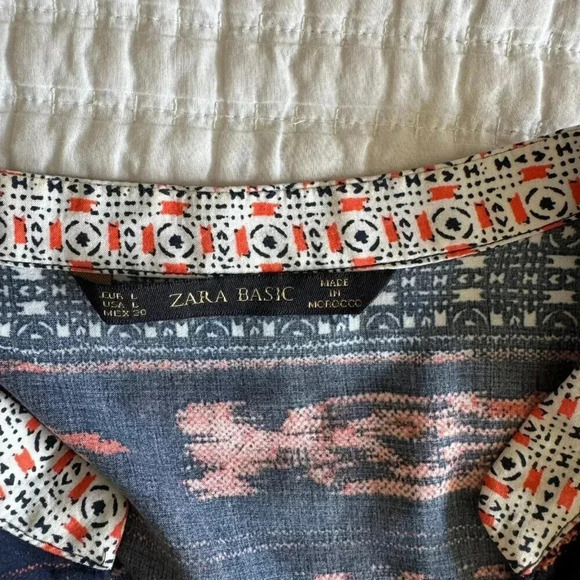 ZARA BASIC V NECK BOHO DRESS SIZE L - Picture 4 of 8